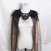 Halloween Black Feather Cloak Mesh Cloak Mid Length Dress for Stage and Performance Costumes Halloween Costume Decoration