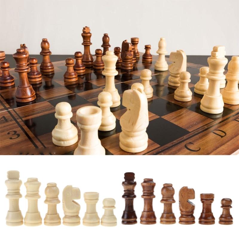 32Pcs Tournament Wood Chessmen with 2.2inch Chess Game Pieces of Missing Pieces