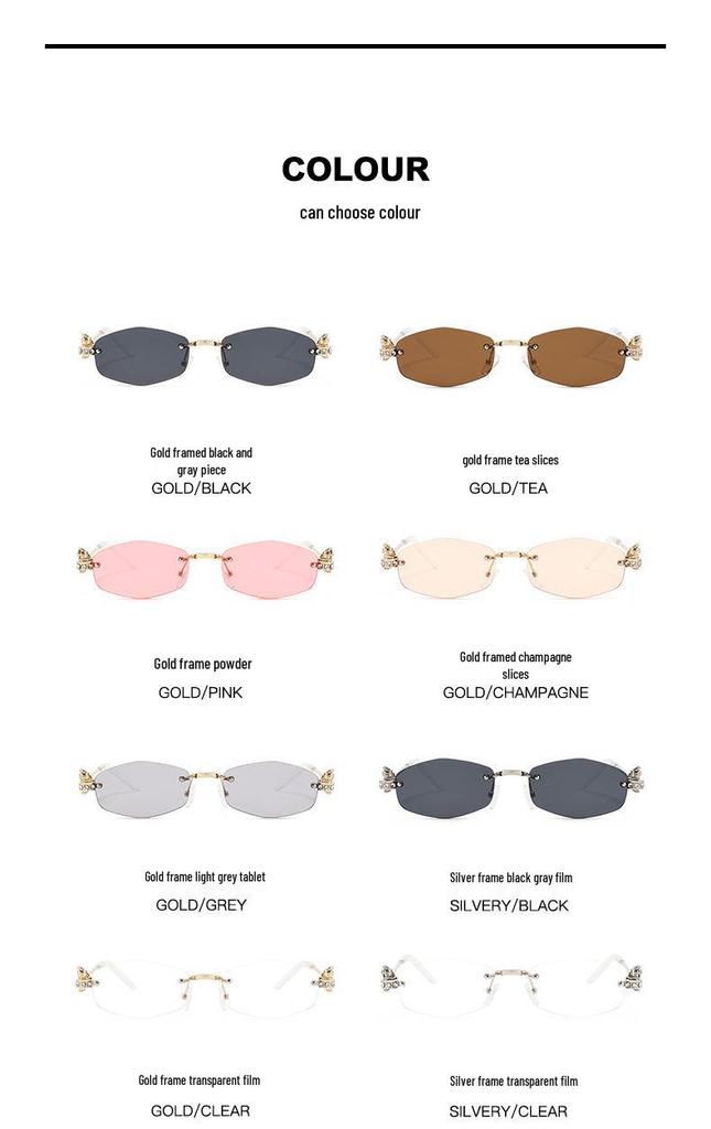 Jennie's Rimless Silver Polygonal Diamond-Studded Sunglasses - Pure Desire & Luxurious Lightness