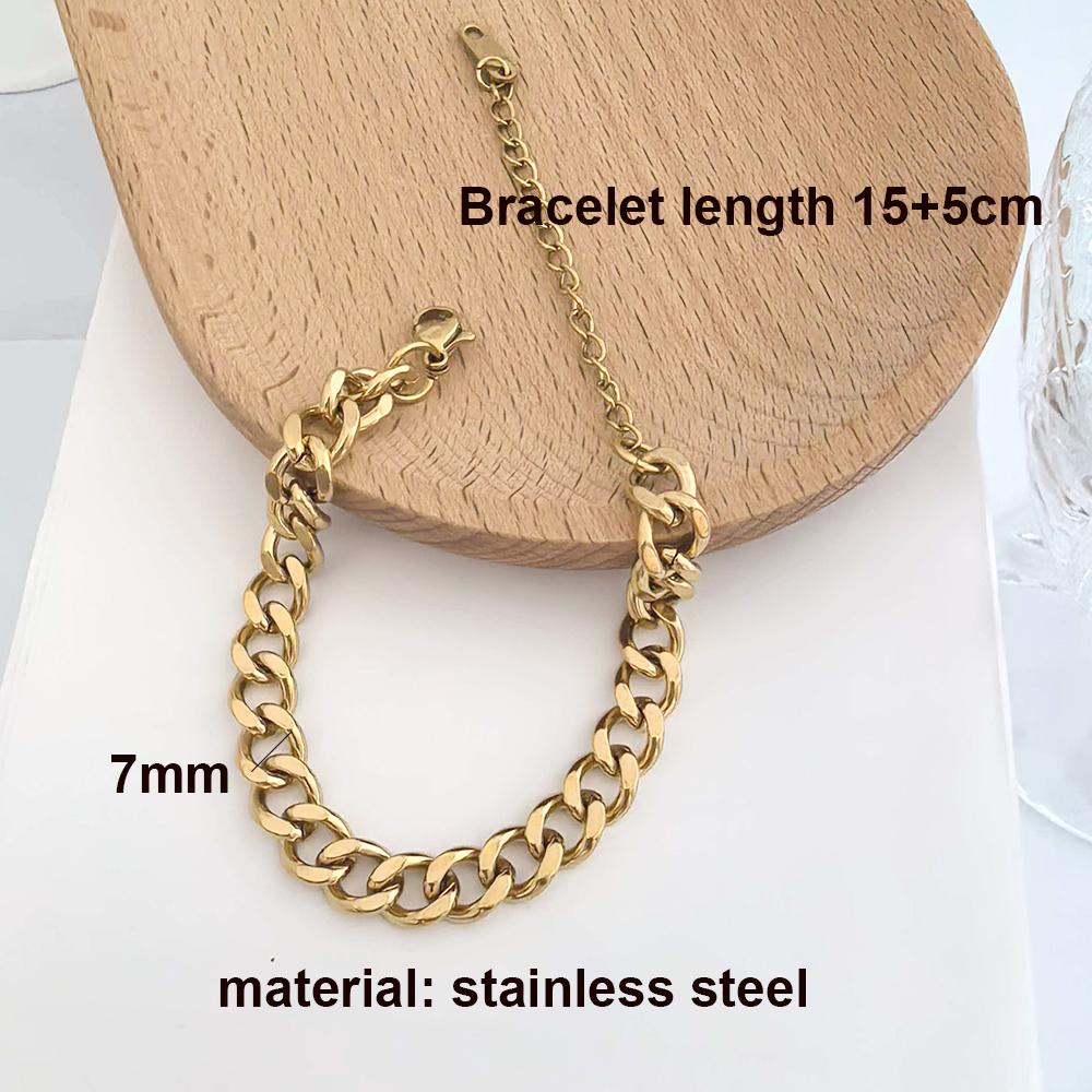 Heart Leopard Print Bracelet Women Resin Stainless Steel Thick Chain Geometric Gold Beads Statement Coffee Trendy