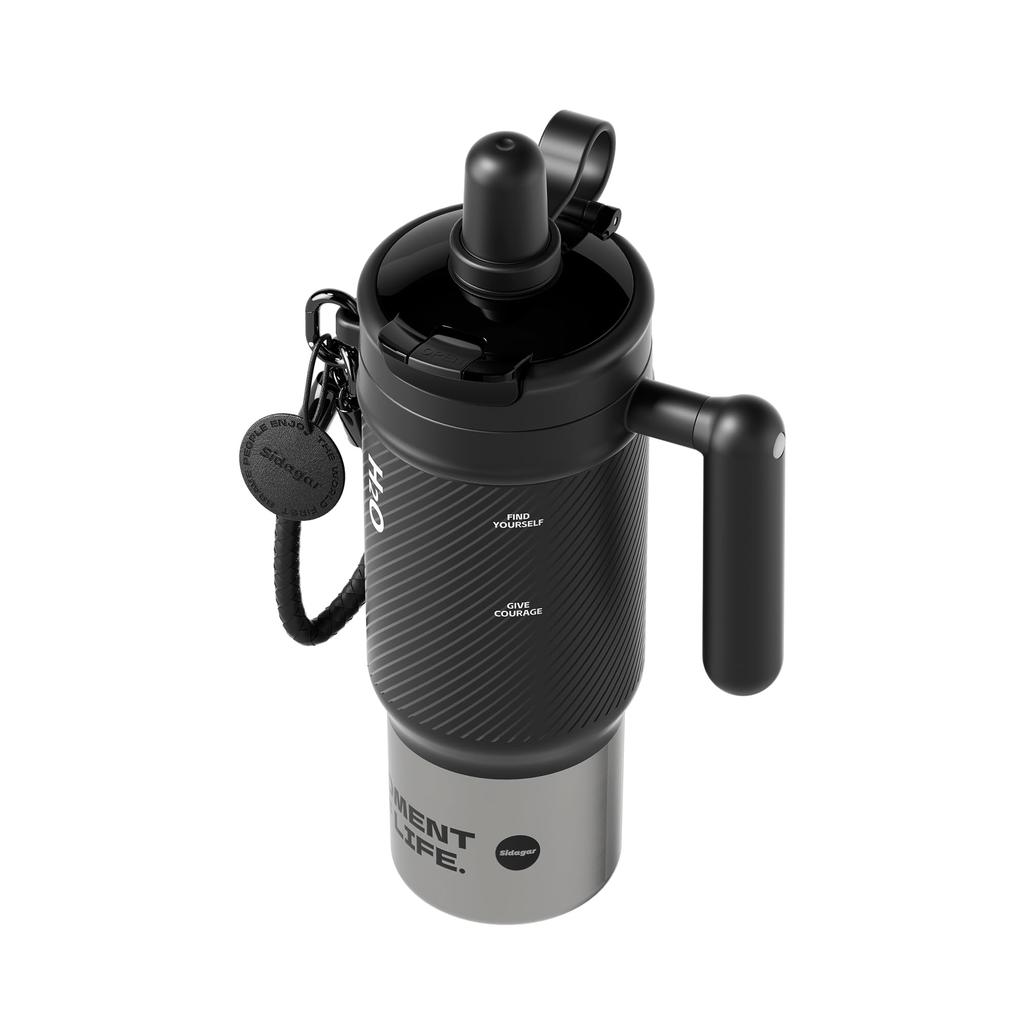 Sidagar 1000ml Stainless Steel Tumbler with Handle, Sports Metal Water Bottle with Lid and Straw, Vacuum Insulated, Spill-Resistant, Coffee Travel