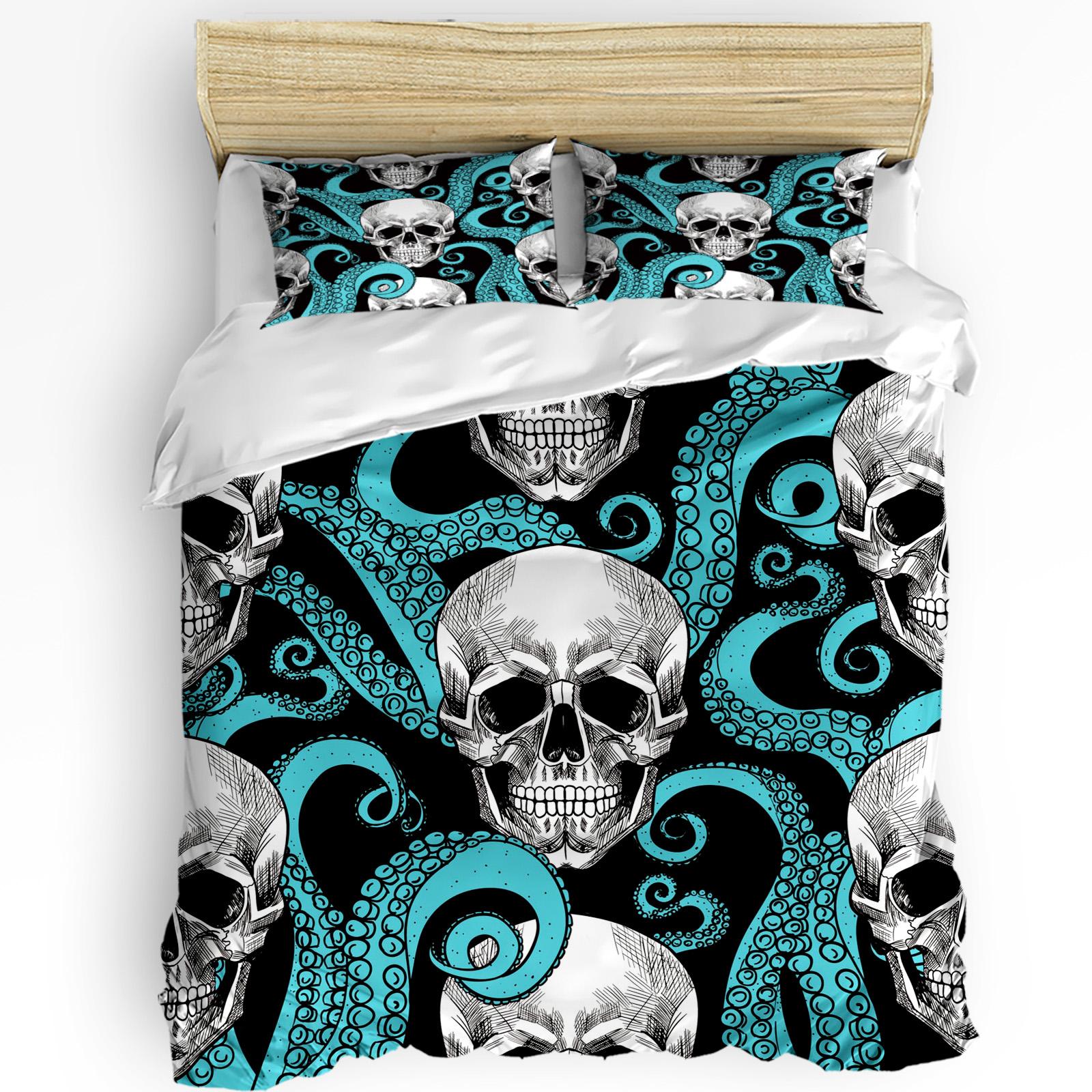 

Wave Sailing Octopus And Whale 3pcs Bedding Set For Bedroom Double Bed Home Textile Duvet Cover Quilt Cover Pillowcase (135x200cm)