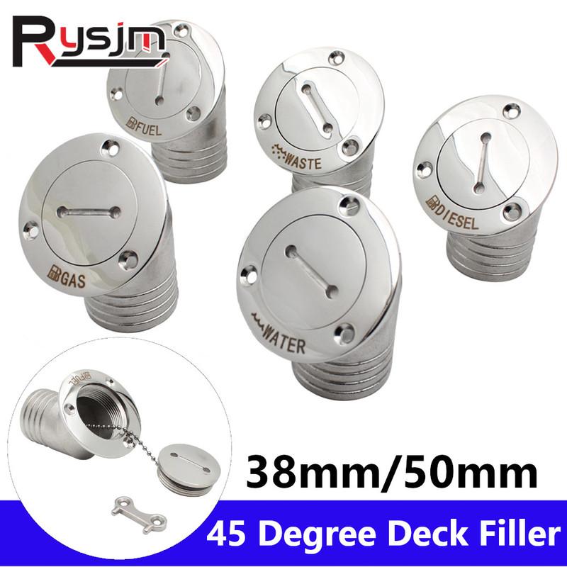 

ized H 45 Degree Deck Filler Key Cap 316 Stainless Steel GAS DIESEL FUEL WASTE WATER 38mm 50mm Marine Boat Yacht Hardware 1.5Inch 38mm WASTE
