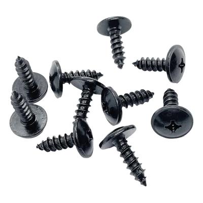 10pcs Black Self-tapping Screws 6mm Big Head 16mm for Car Motorcycle Bumper Fender Engine Guard