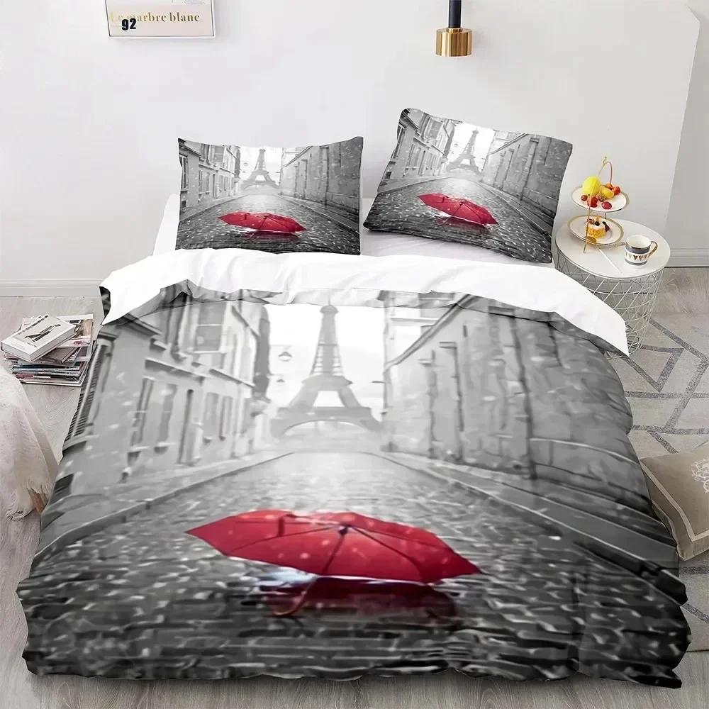 Luxury New 3D Print Eiffel Tower Bedding Set Single Twin Double Queen King Cal King Size Bed Linen Set