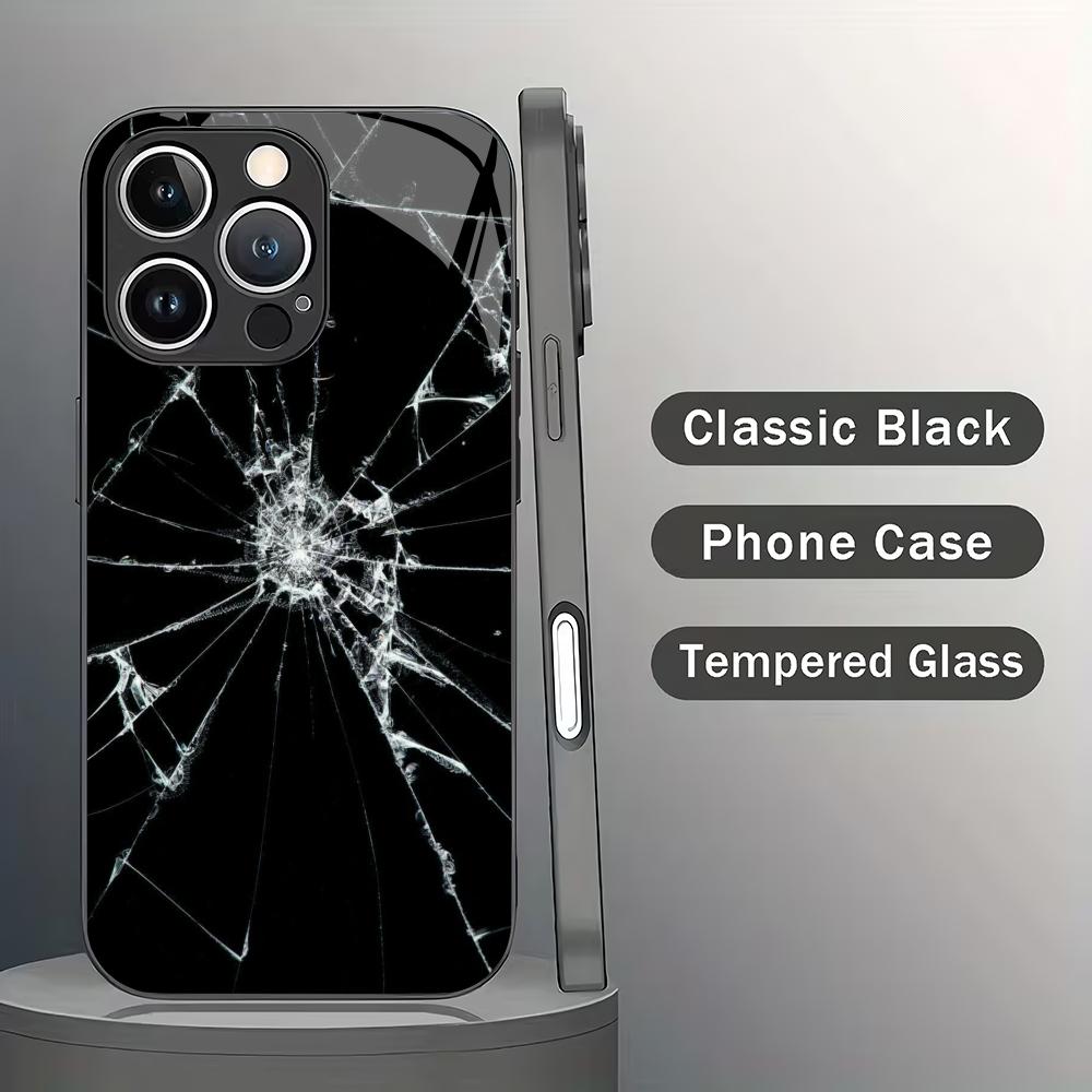 Creative shattered tempered glass phone case suitable for iPhone 17 16 15 14 13 12 11 Pro/Max/Plus anti drop and shockproof