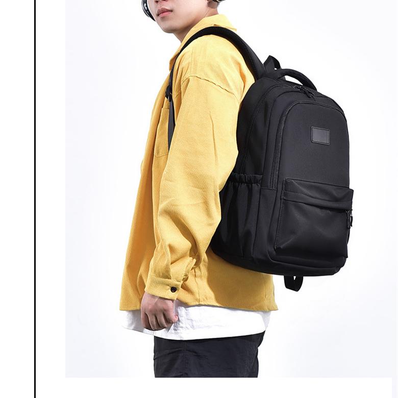 Solid Color Simple Water Resistant Durable Laptop Black Backpack Travel Bag Lighter Rucksack Schoolbag Multifunctional Mochila