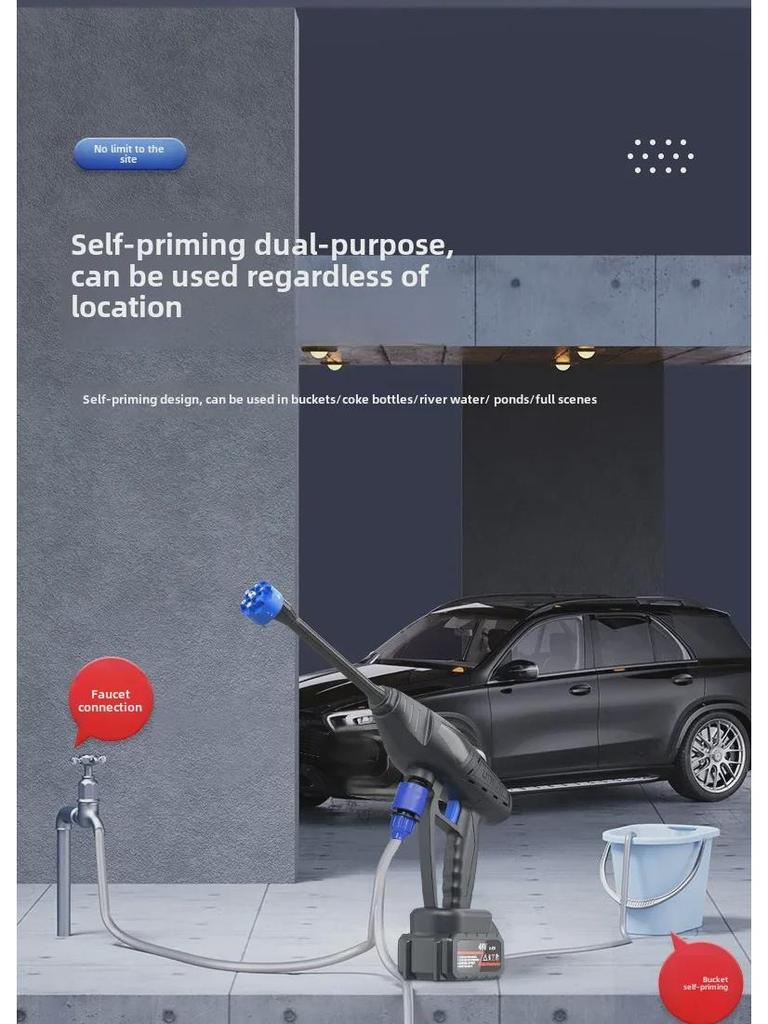 Cordless Electric High-Pressure Car Wash Gun with Rechargeable Battery