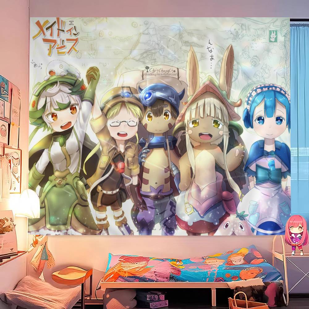 Anime Made In Abyss Buntes Wandteppich Wandbehang Böhmische Wandteppiche Mandala Wandbehang Tücher