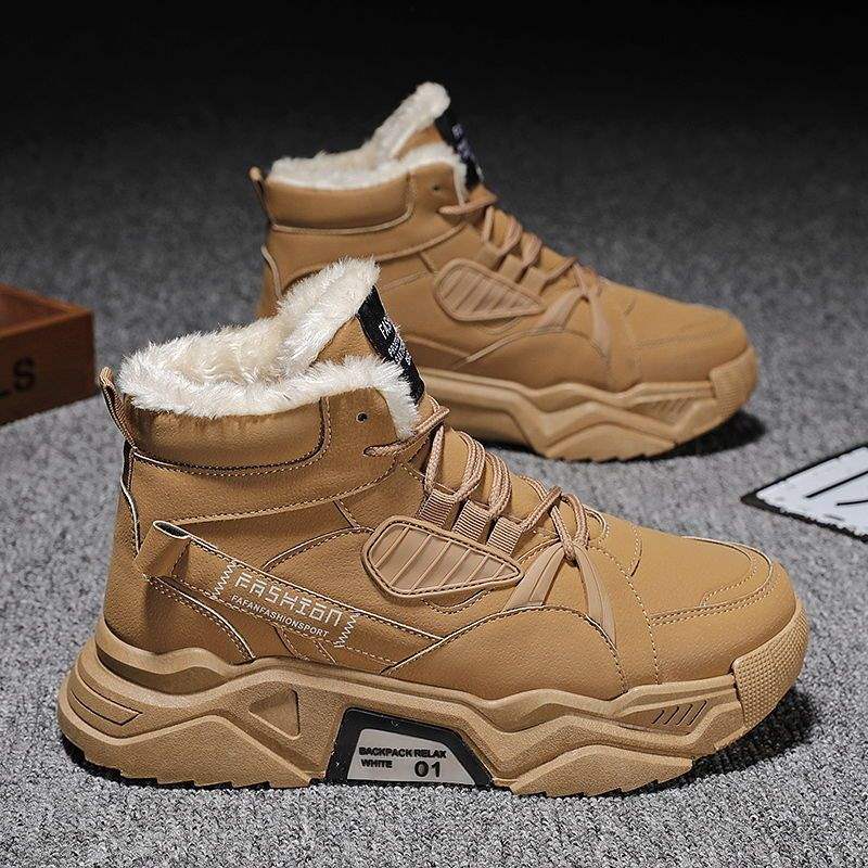 Autumn New Martin Boots Men's Casual High-top Men's Shoes Korean Version Trendy Versatile Winter Velvet Snow Tooling Boots