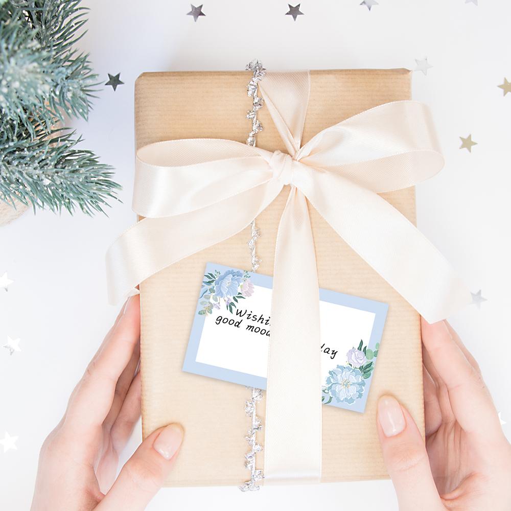 50pcs, Blue Flower Blank Message Cards, Pocket Cards, Business Cards, Blank Greeting Cards, Small Business Supplies, Gift Tags
