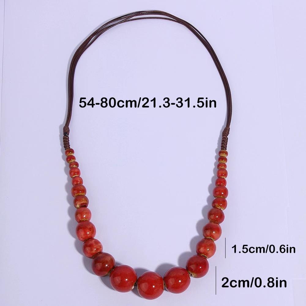 JMXD-Evropský a Americký Etnický Styl Korálkový Keramický Korálek Náhrdelník Bohémský Nastavitelný Řetízek na Krk Retro Jednoduchý Novoroční Řetízek na Svetr