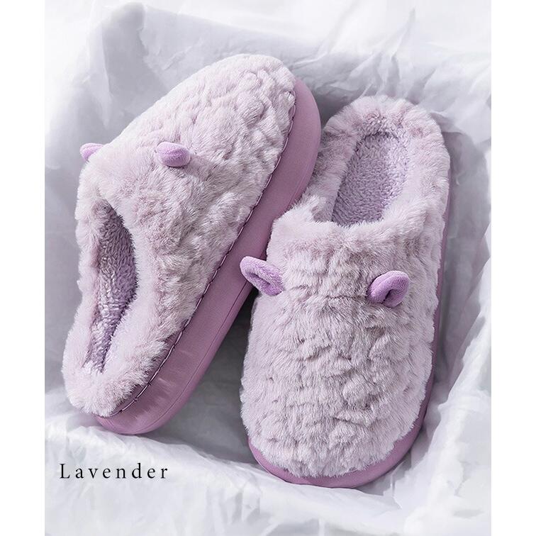 Boa Volume Flat Slippers with Ears, Women's Shoes, Shoes, Slippers, Spring, Autumn, Winter, Cold Protection, Warm, Fluffy, Fluffy, Cold Prevention,