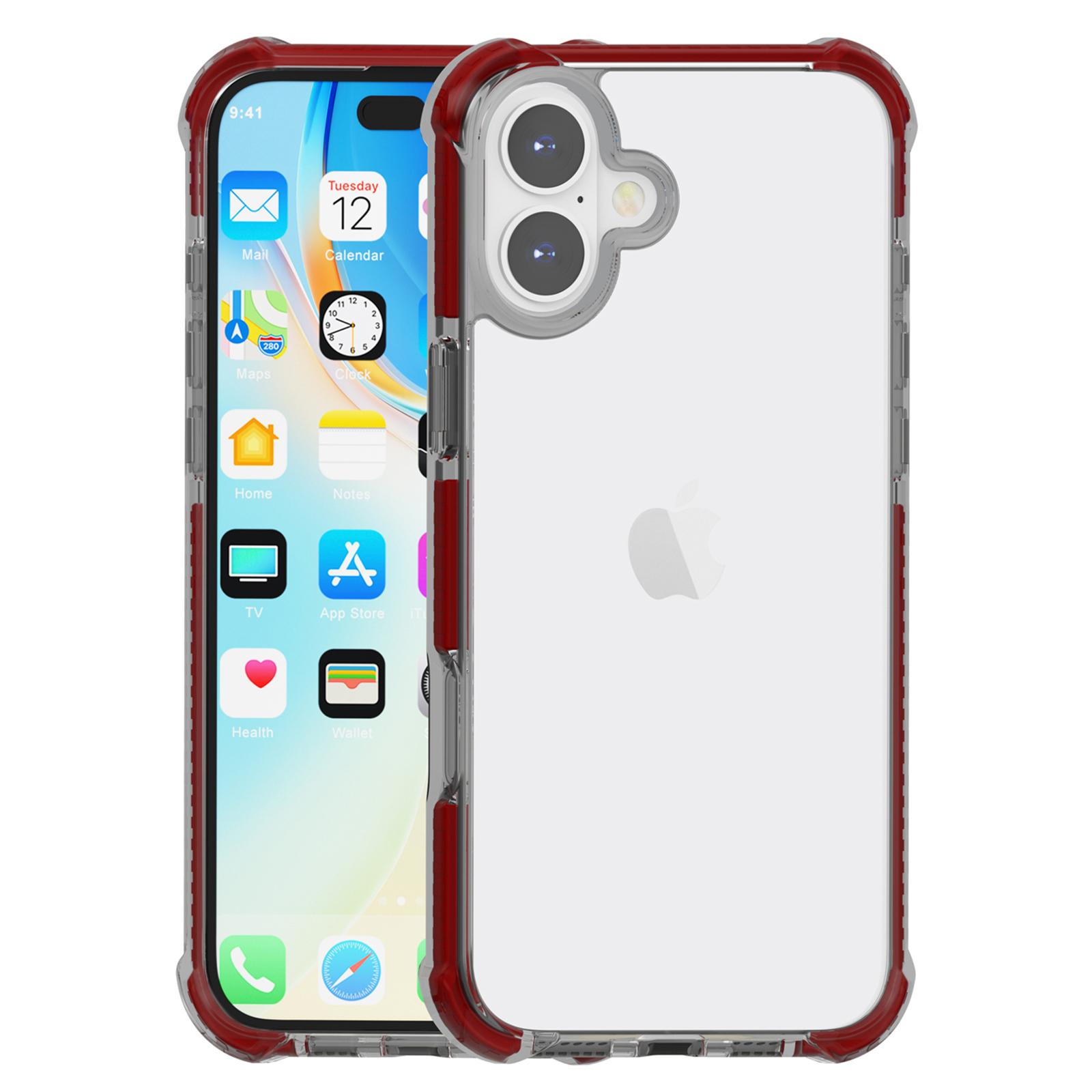 For iPhone 16 Case Four Corners Anti Drop Clear TPU + TPE + PC Phone Cover H