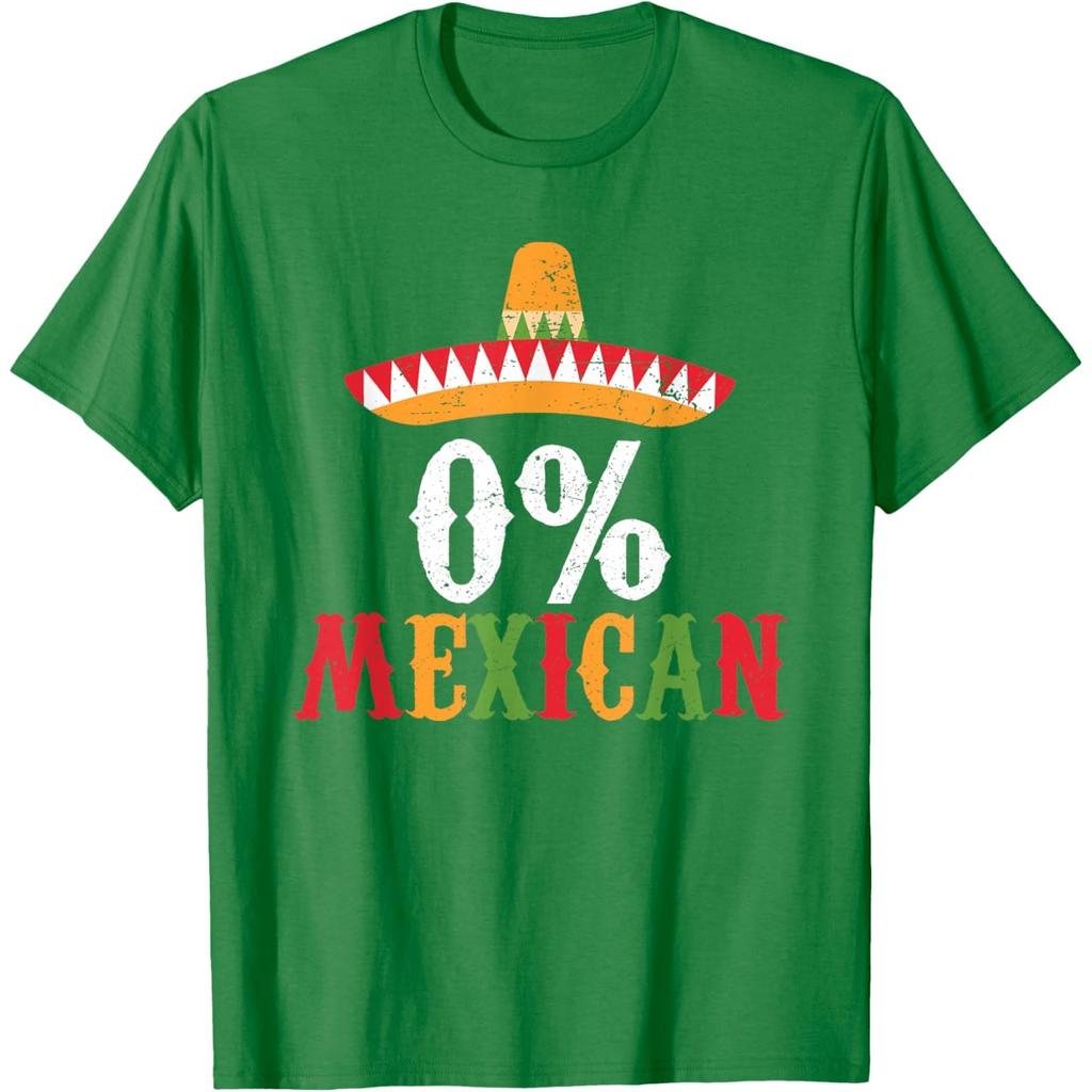 0 Prozent Mexikaner Lustiger Sombrero-Aufdruck Grafik-T-Shirt Lässiges Baumwoll-T-Shirt