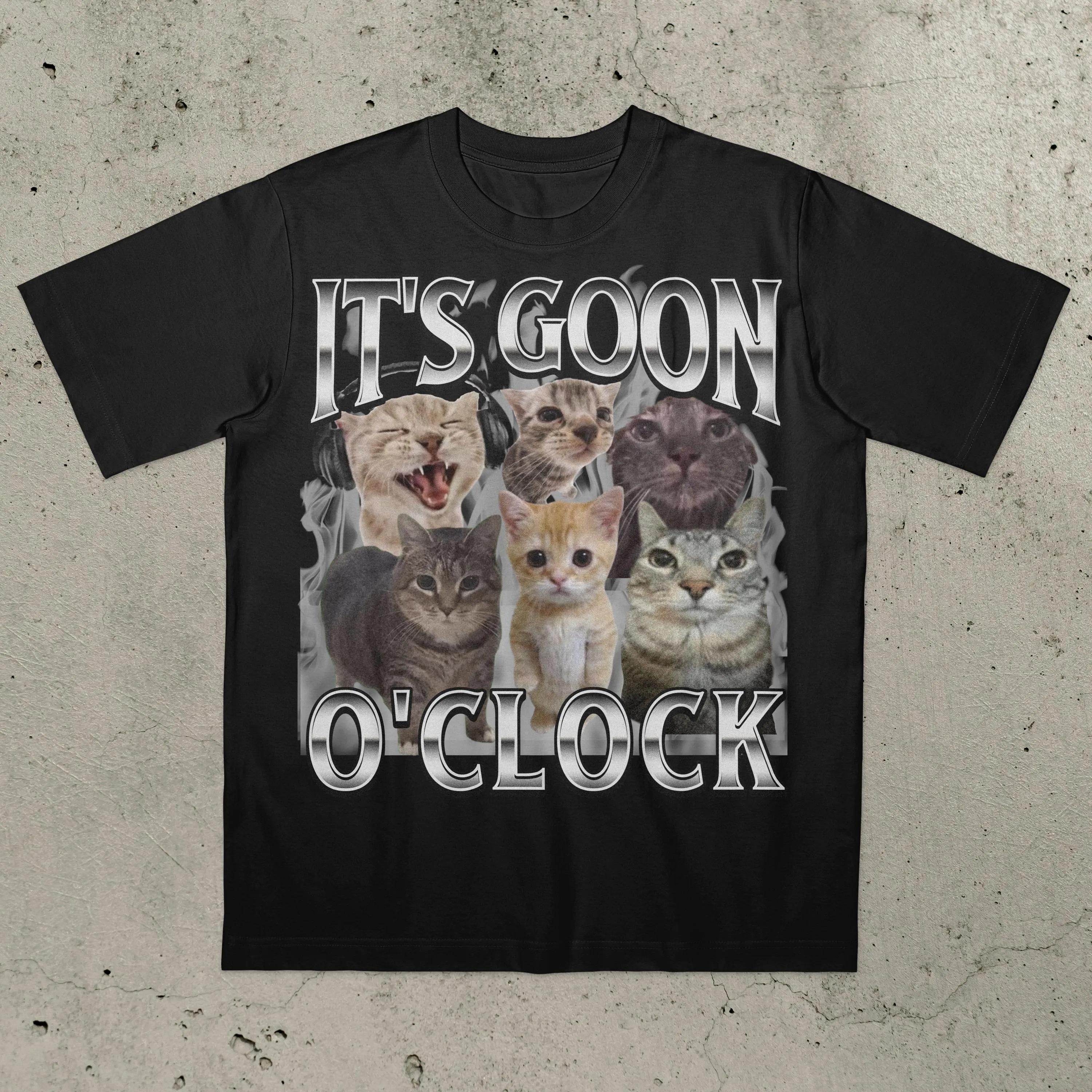 

It s Goon O Clock Cat Funny Cat T-Shirt Ironic Cat Shirt Gen Z Gooning Goon Never GoonUnhinged Weird Tee Men Clothing 4XL