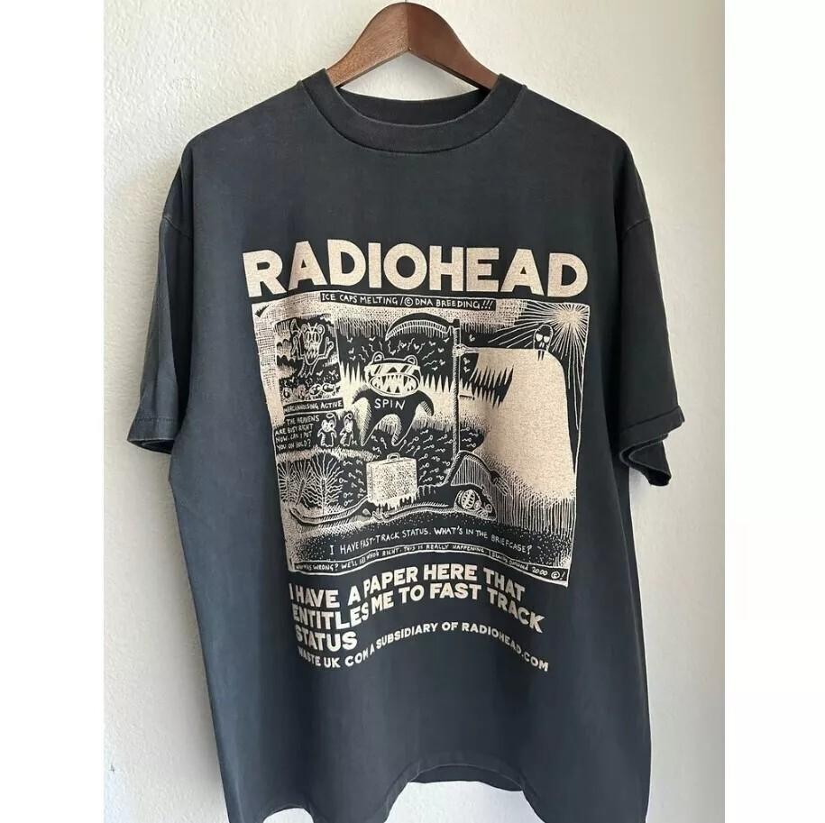 

Radiohead #034FastTrack#034 Vintage 90#039s Black Unisex Tshirt Reprint S5XL Unisex T-Shirt XXXXL