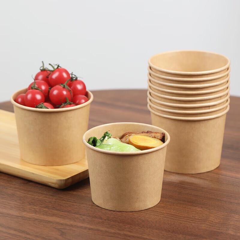 Bamboo Fiber Disposable Paper Takeout Bowls 750ml