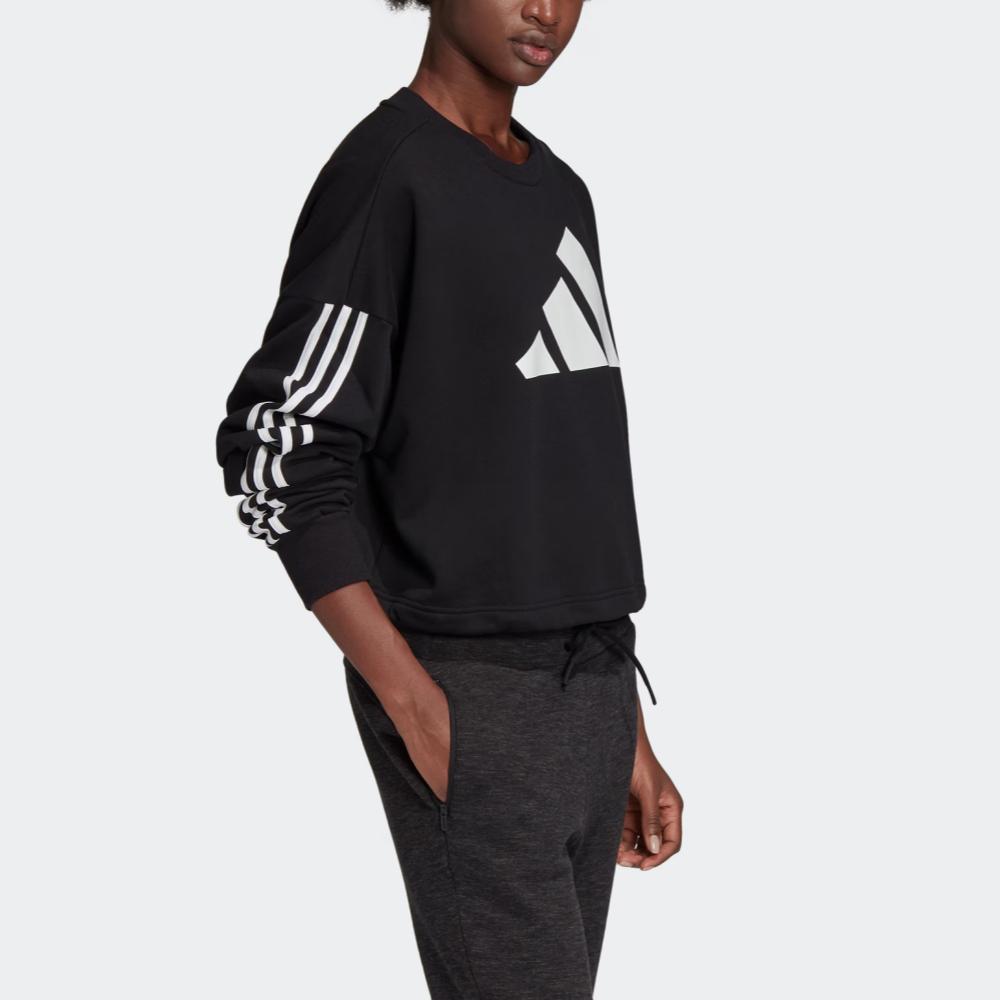 Adidas Sport Lifestyle Series Striped Logo Short Casual Pullover Sweatshirt Women sweatshirt Black FI6721