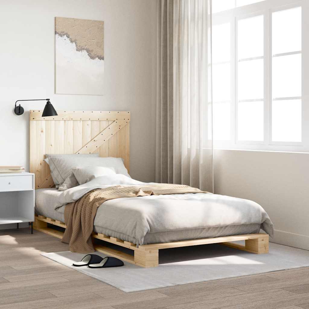 Solid Wood Bed with Headboard 100x200 cm Pine