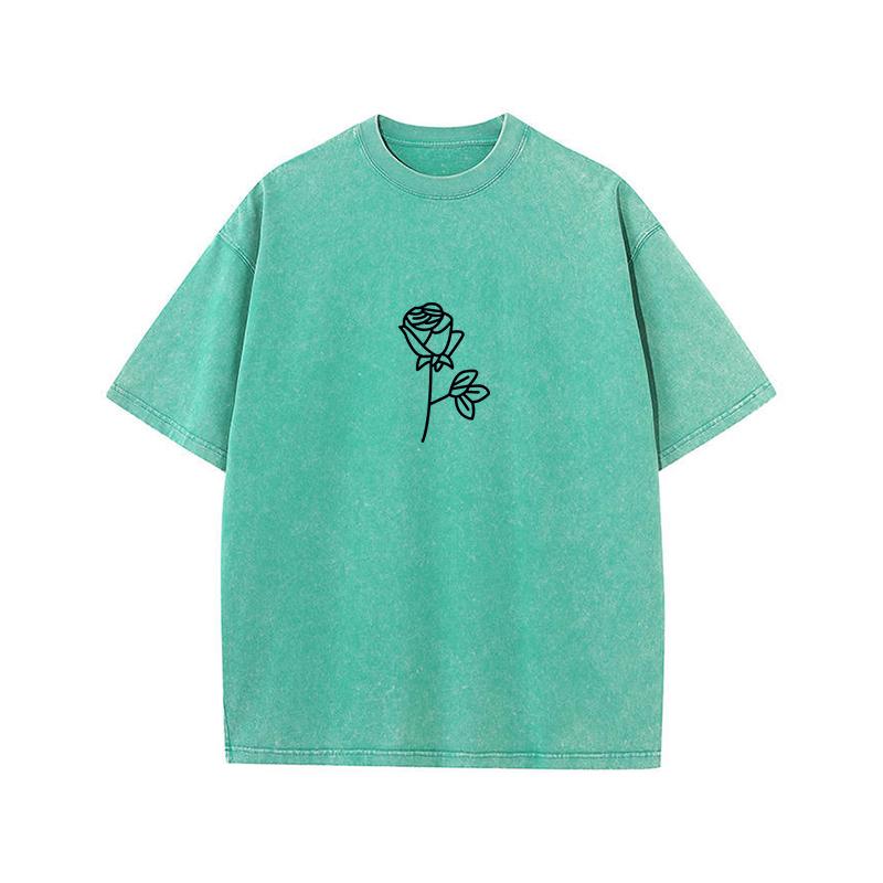 Cotton T-shirt Vintage Short-sleeved Rose Y2K American Retro T Shirt Men Women Summer T-shirts
