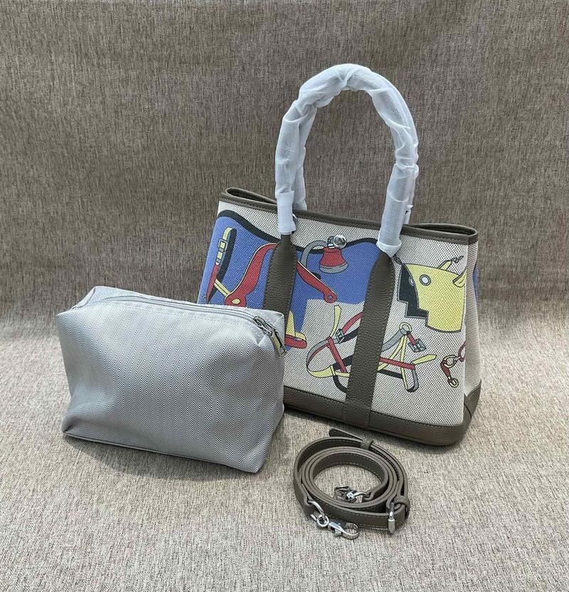 Νέα τσάντα από γνήσιο δέρμα, κορυφαία στρώση από δέρμα αγελάδας TOGO με πάνινη τσάντα κήπου, τυπωμένη τσάντα