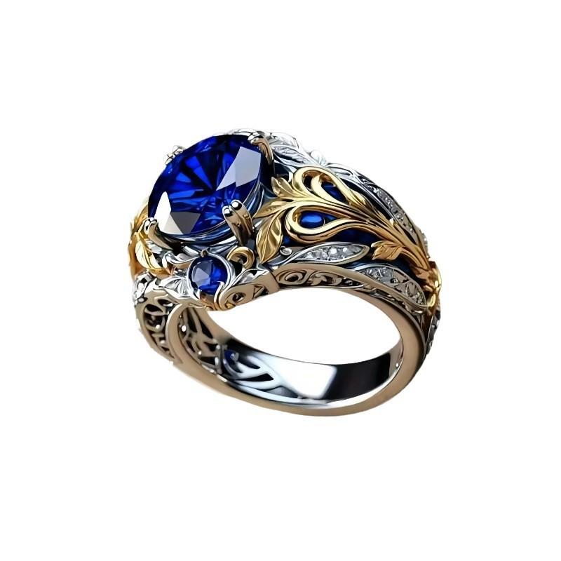 Retro Inlaid Sapphire Ring Creative Simple Ring Light Luxury Hand