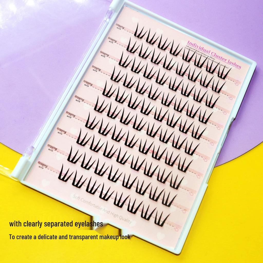 Korean Style Beginner-Friendly Individual Cluster False Eyelashes - Realistic, Glue-Free, Natural Look, Small Thin Segments.