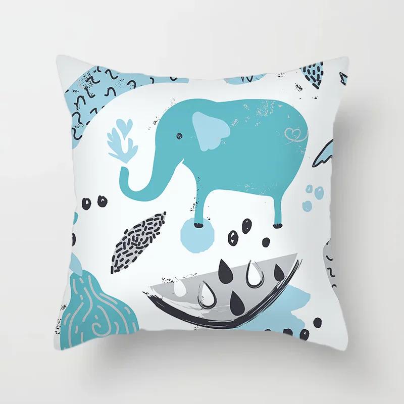 45*45cm Cute Cartoon Mermaid Dinosaur Alpaca Fox Pillowcase Sofa Office Seat Lumbar Cushion  Cover Home Decoration Pieces