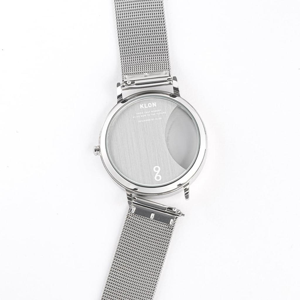 Klon Skeleton and Simple Replacement KLON CIRCLE WINDOW EAST 38mm Watch, Clear, Men's Women's, Strap, -SILVER MESH-