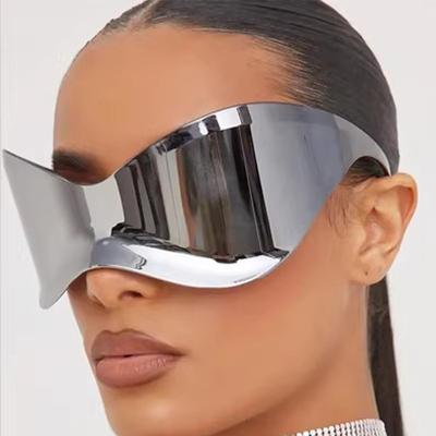 Gafas de Sol Máscara Sin Montura Oversize para Mujer Y2K Punk Deportivas Wraparound para Hombre Moda Futurista Escudo Gafas para Ciclismo