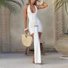 European & American Style 2025 Summer Women's Slimming Backless Solid Color Halter Bodycon Dress