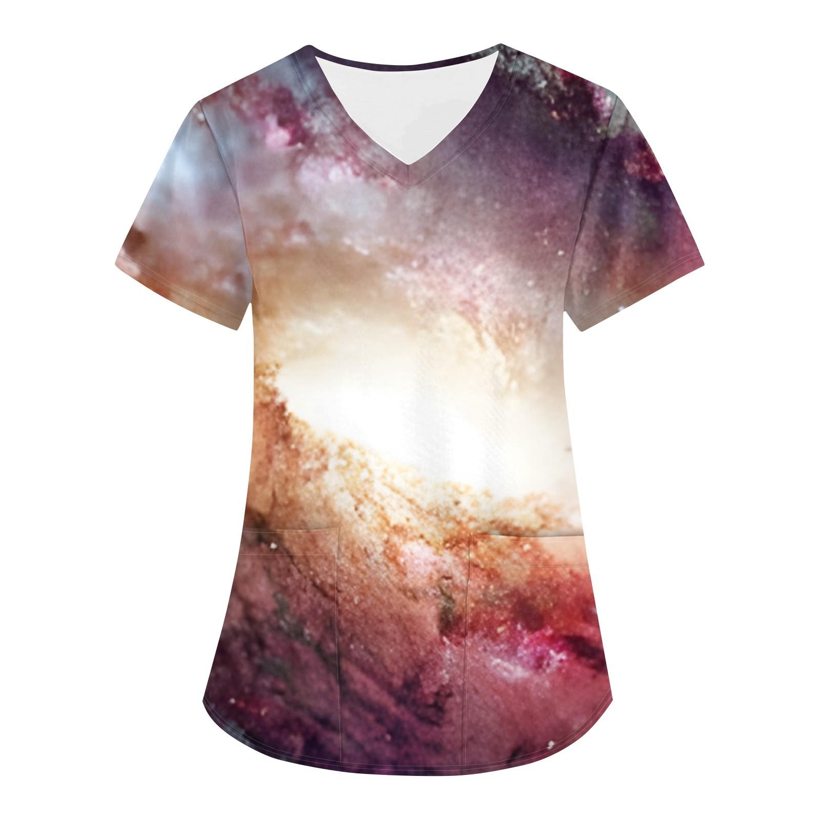 

Женская модная астральная принтованная футболка с коротким рукавом и V-образным вырезом с маленьким карманом XL жёлтый