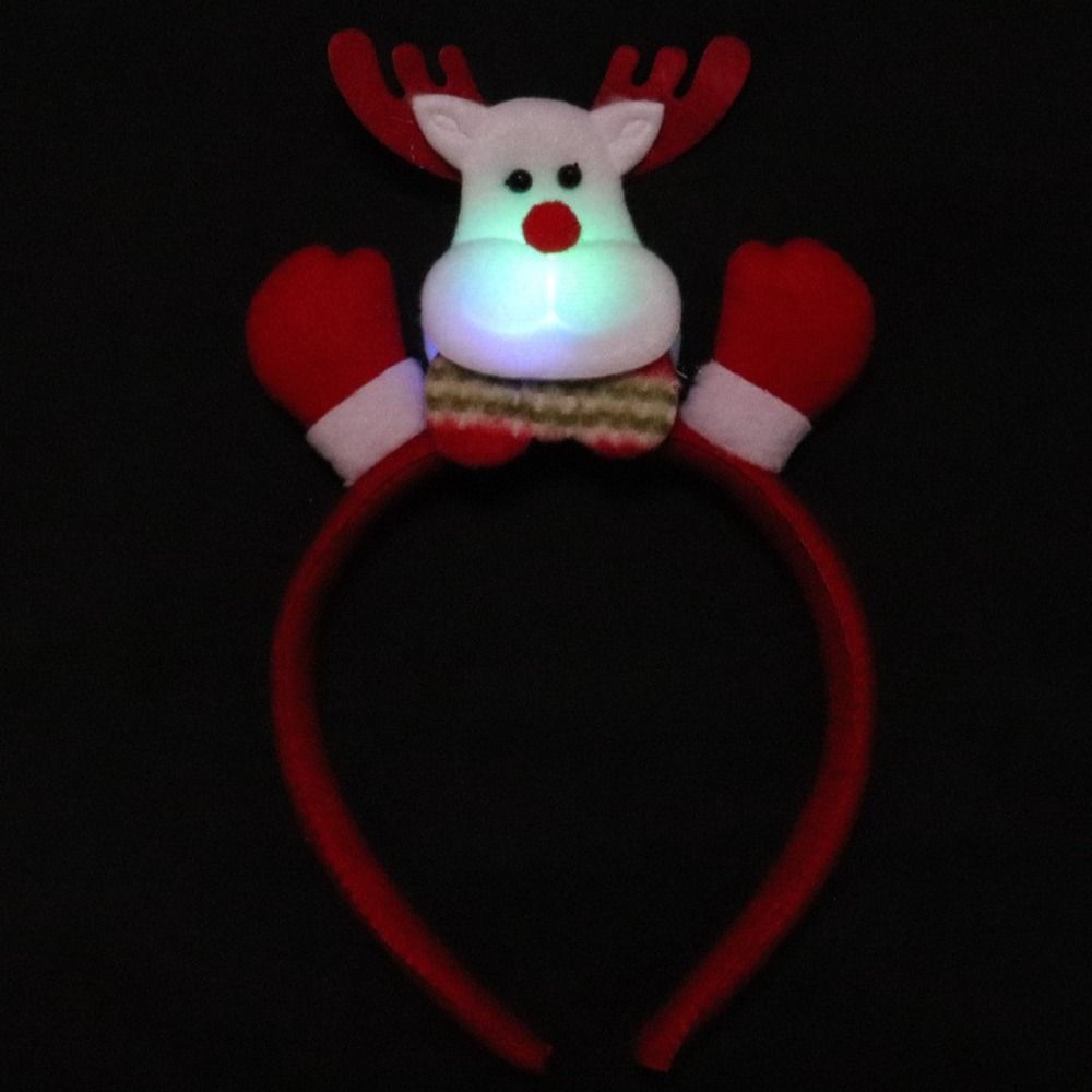 Snowman Christmas LED Headband Red Santa Hairband Snowman LED Light Headband  New Year's Eve
