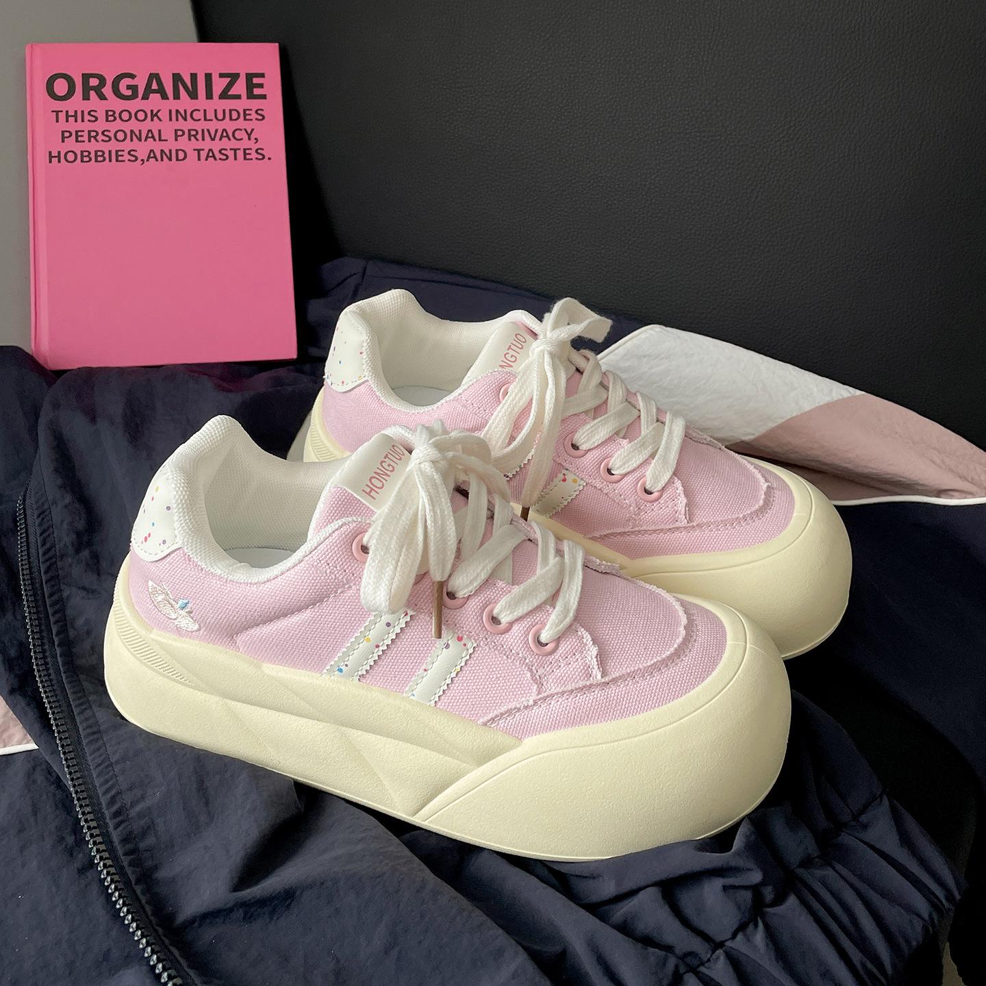 

Queen Fan popular versatile skirt casual thick baseplate shoes women s summer 2025 new heightening big head shoes 35 розовый