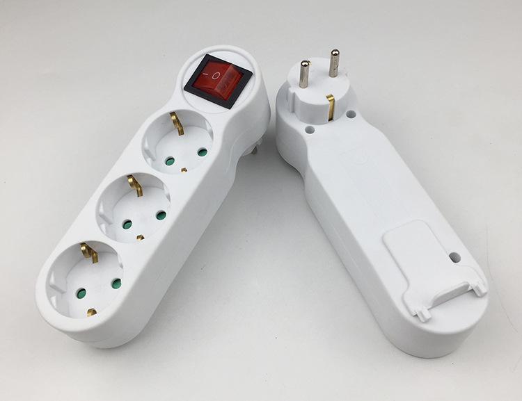 European German Standard 1-to-3 Extension Socket Converter Plug