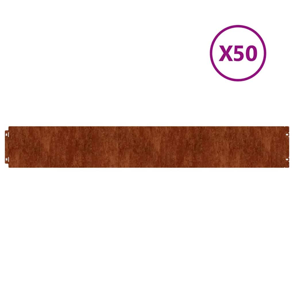 Rasenkanten 50 Stück 15 x 103 cm Flexibler Cortenstahl