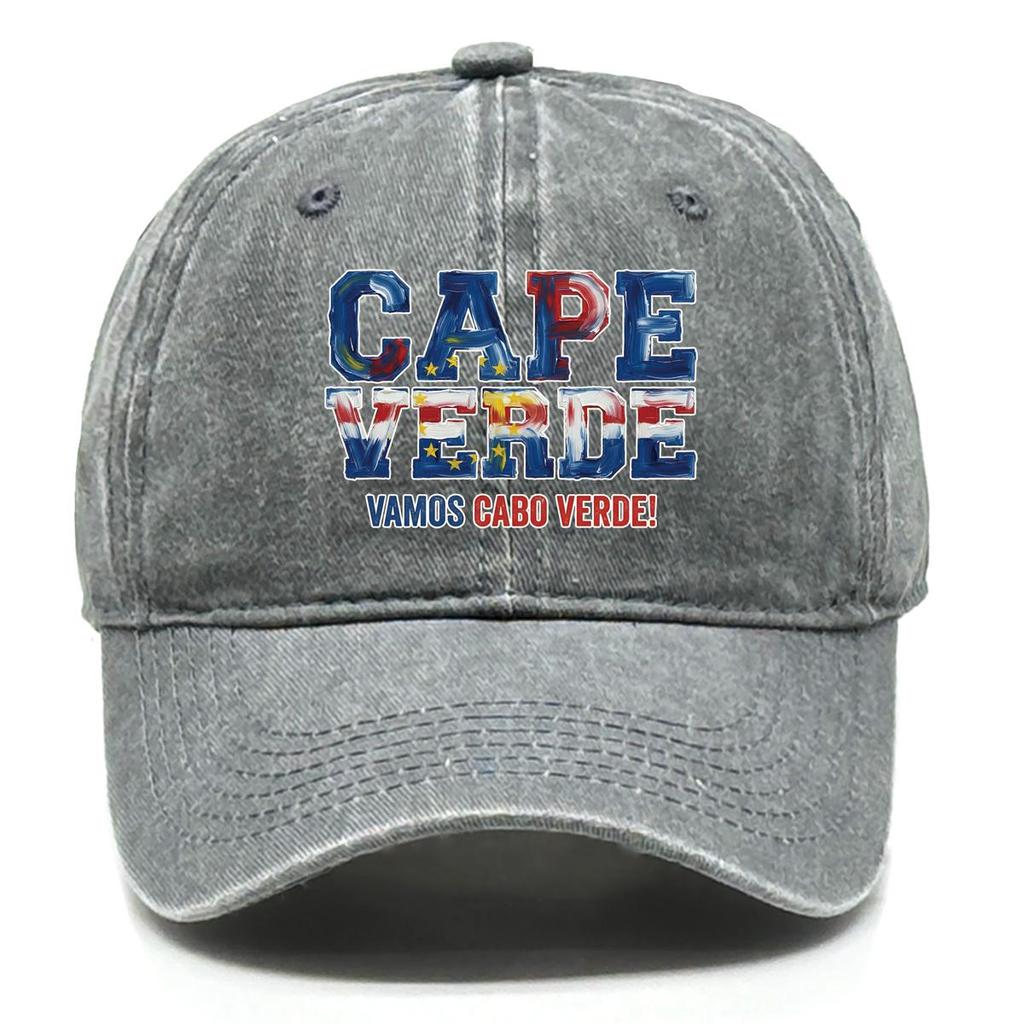 "CAPE VERDE" "VAMOS CABO VERDE" Flag Printed Snapback Baseball Cap , Adjustable Sun Hat Headwear Lightweight Stylish Vintage Man's Cap