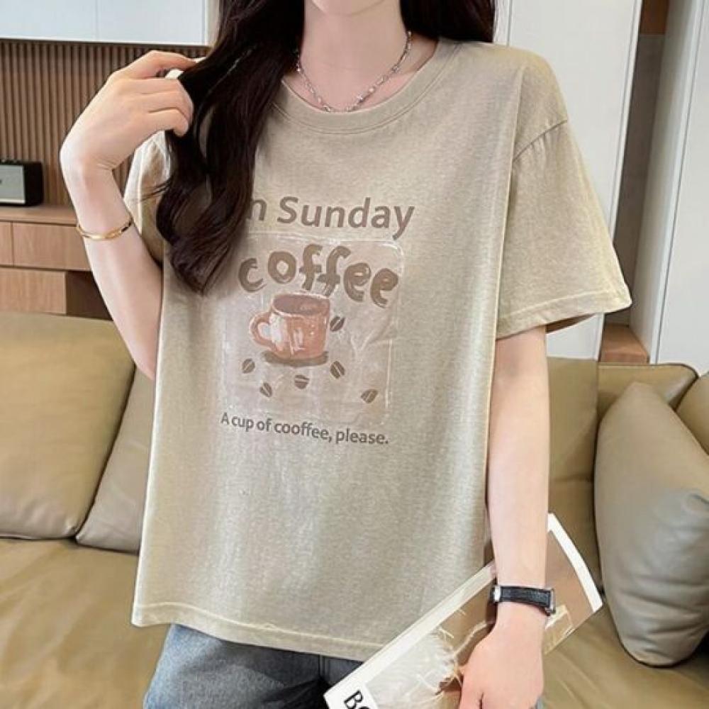 Navava Women Loose FiT PrinTing Round Neck ShorT Sleeve T shirT nT3391