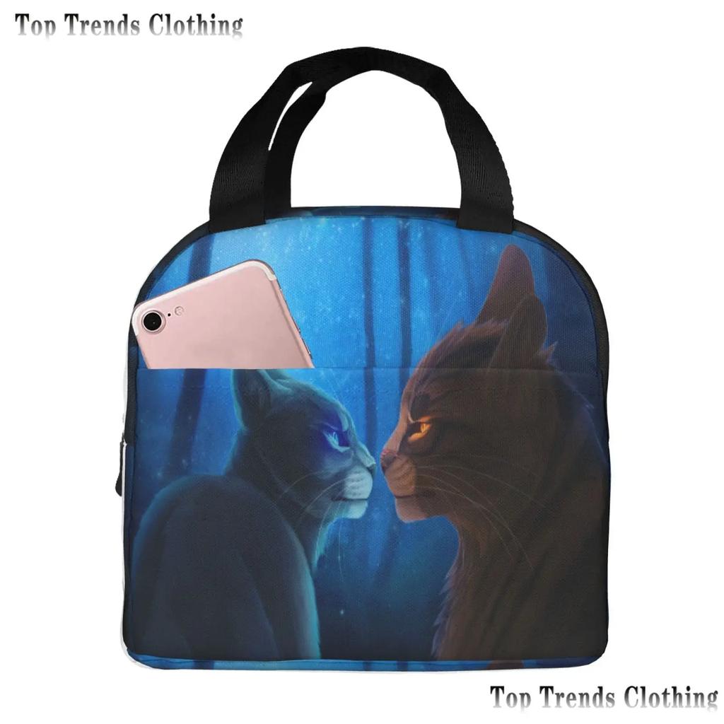 Warriors Cats Isolerad Lunchväska för Kvinnor Vattentät Termisk Kylväska Lunch Tote för Kontorsarbete Skola Termiska Väskor