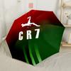 Ronaldo's 7 Logo Iconic Number Seven Portable Automatic Umbrella Compact 8-Rib Lightweight Sturdy Construction Durable Everyday Carry Umbrella
