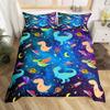 Dinosaur Duvet Cover Set Queen Twin Size,3Pcs Cartoon Dino Print Bedding Set for Kids Boys Room,Soft Microfiber Comforter Cover