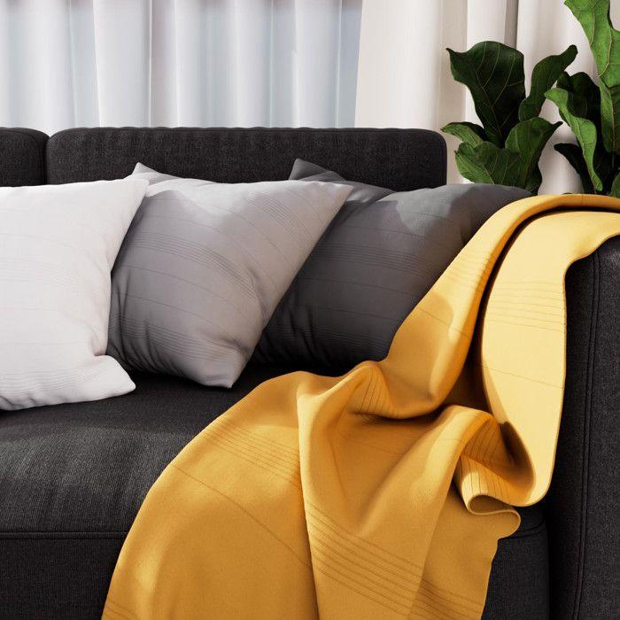 Plaid 140X200 Cm ADELE Mustard, by Soleil D'ocre