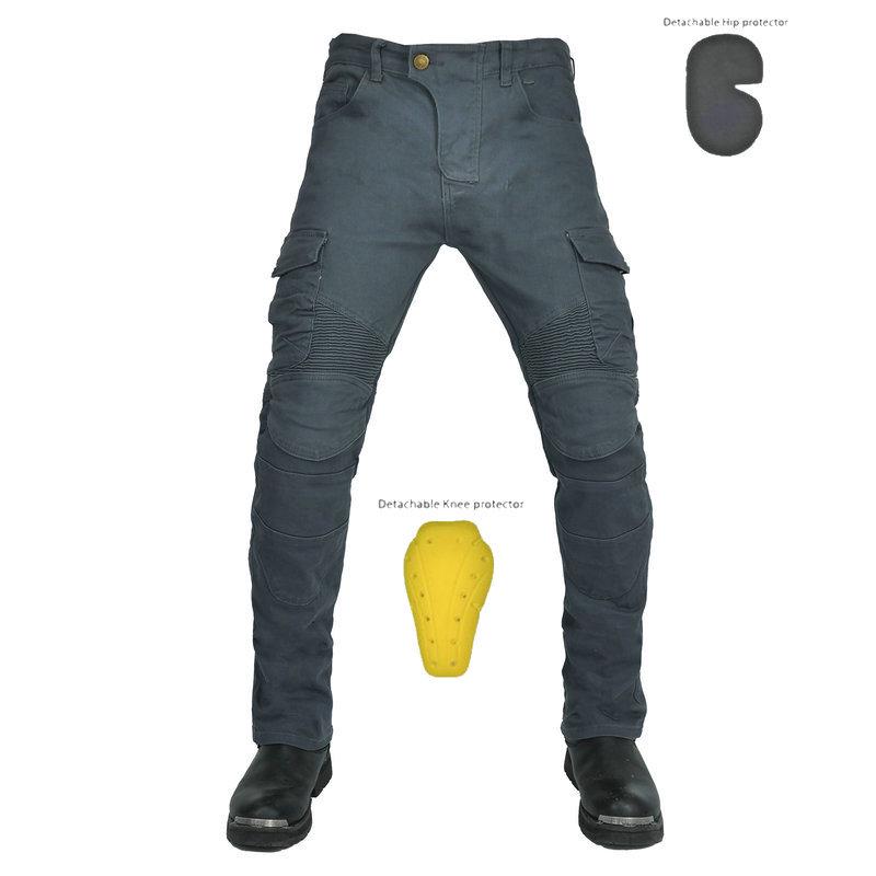 Men's Four Seasons Stretch Denim Motorcycle Racing Pants, Military Green