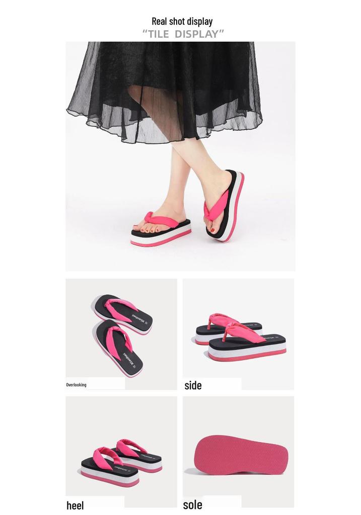 Women's High-End Thick-Soled Flip-Flops, Outdoor Summer Fashion, Color-Block Sandals