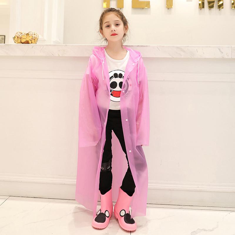 

1 шт. Куртка-дождевик с капюшоном, Пальто, Детское водонепроницаемое пончо, Однотонный дождевик из ПВХ розовый