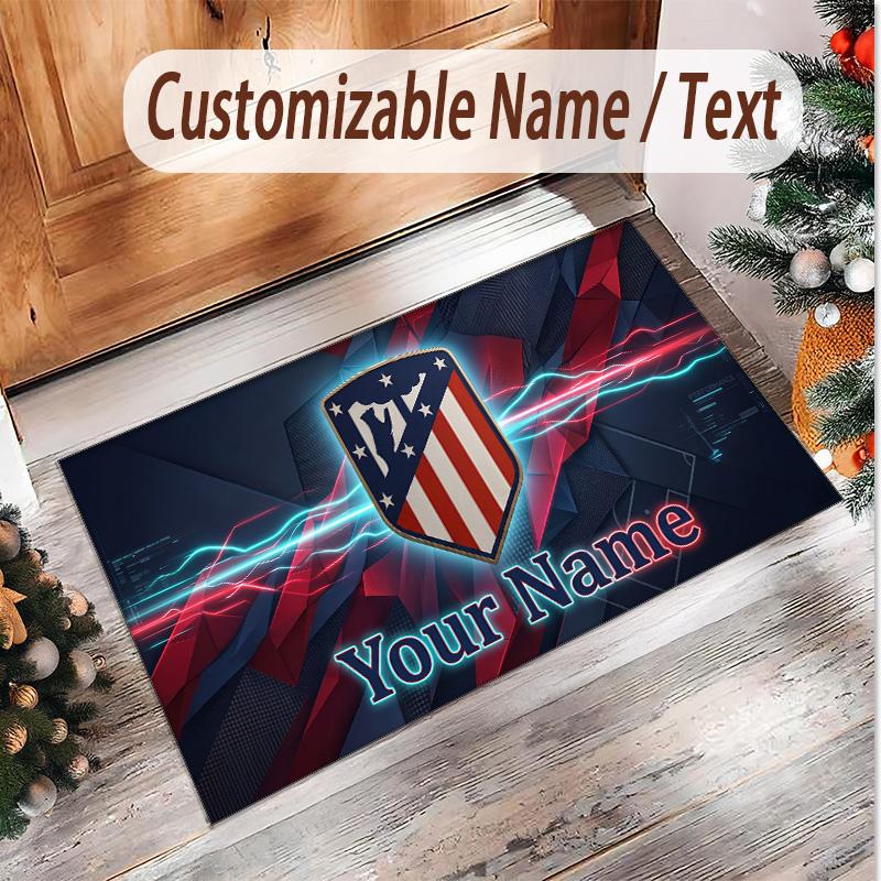 Personalized Crystal Velvet Carpet Atletico Madrid FC Pattern Non Slip Floor Rug