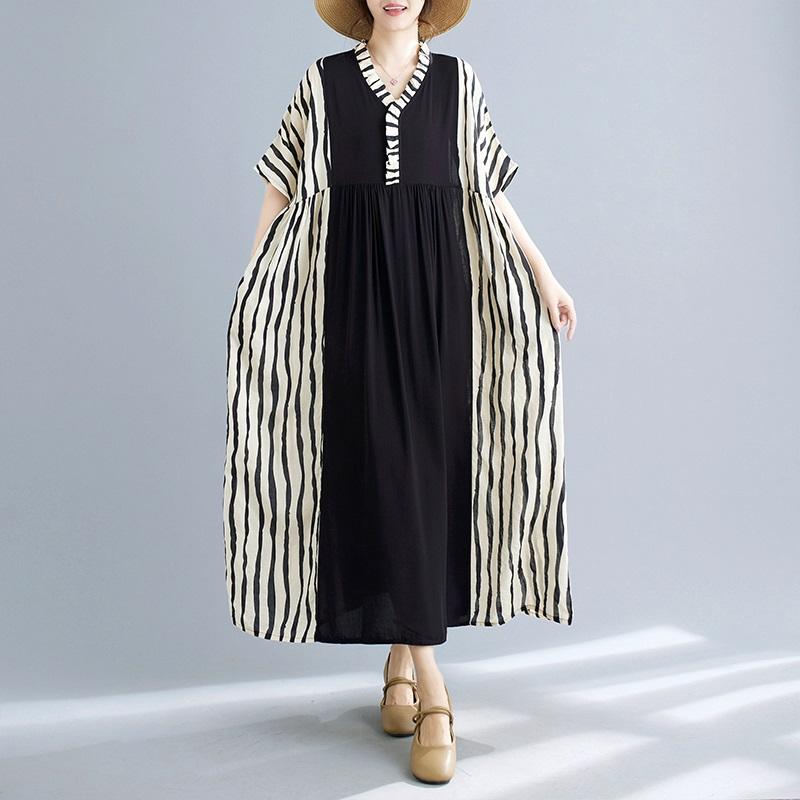 Manica corta Plus size cotone vintage nuovo in abiti da donna casual abito lungo estivo ampio