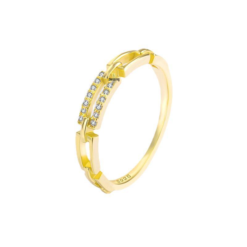 Pierścionek łańcuszkowy z motywem skrętu ze srebra próby S925 dla kobiet - Lekki luksus i moda