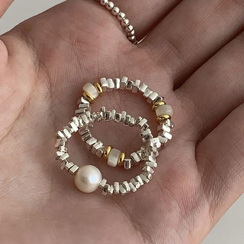 Inspired Fashionable Ins Pearl And Raw Stone Beaded Ring For Trendy Womens Accessory